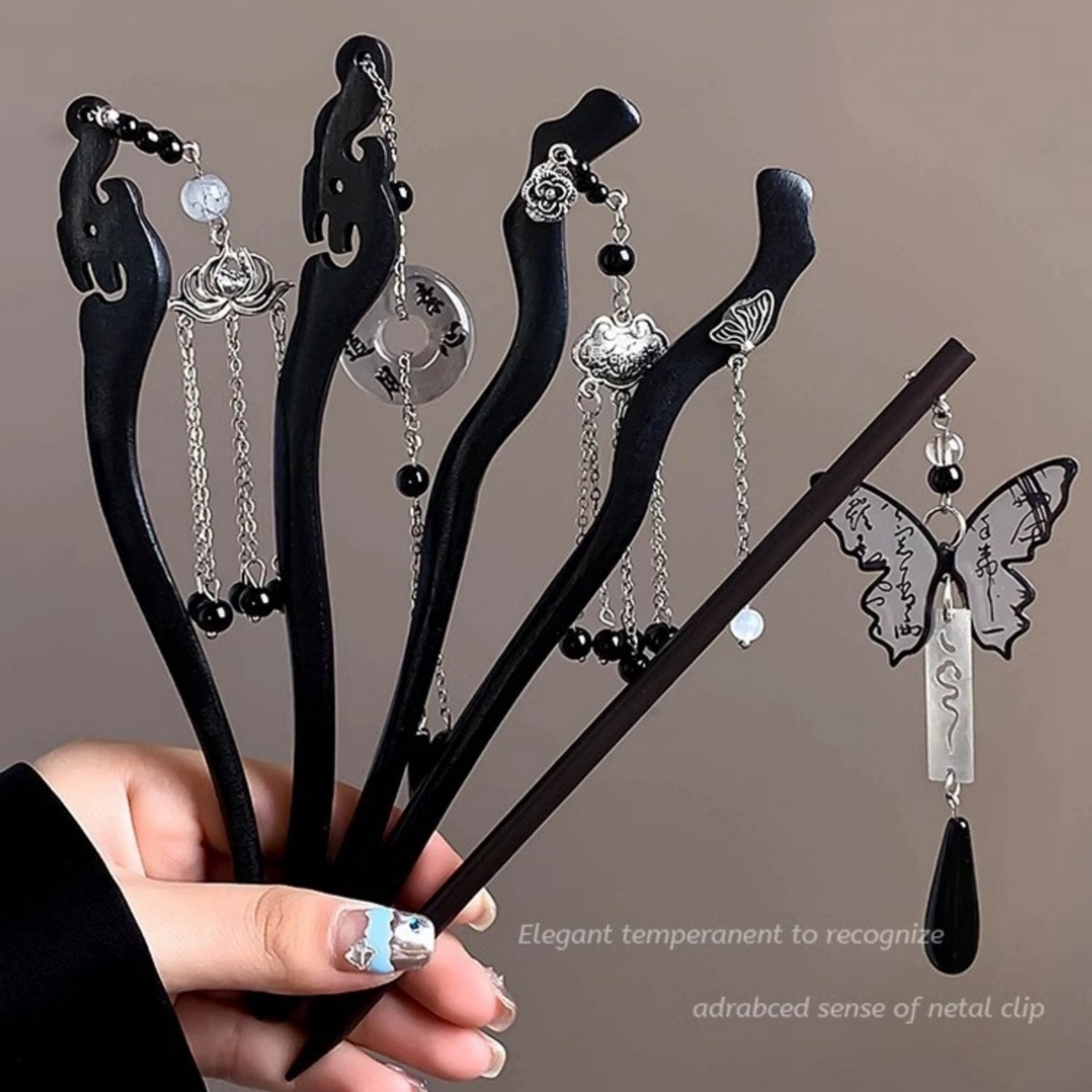 Board Game Go - Light Luxury Wooden Tassel Hairpin For