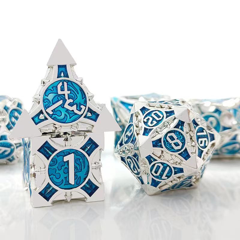 Dice Set Polyhedral - 7 Pcs Cosplay D4-D20 DND Brass