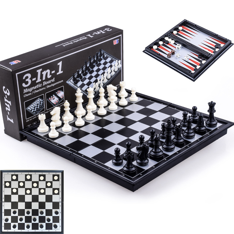 Board Game Vantage - Foldable Magnetic Chess 25CM Checkers Backgammon