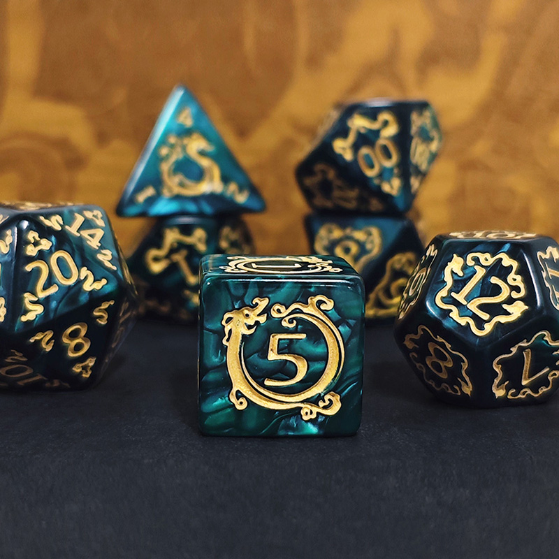 Dice Set Polyhedral - 7pcs DND Dice 7Pcs/set Dragon Pattern
