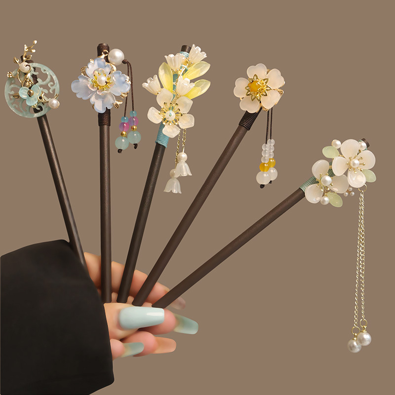 Board Game Go - Flower Tassel Pearl Hair Sticks Wooden