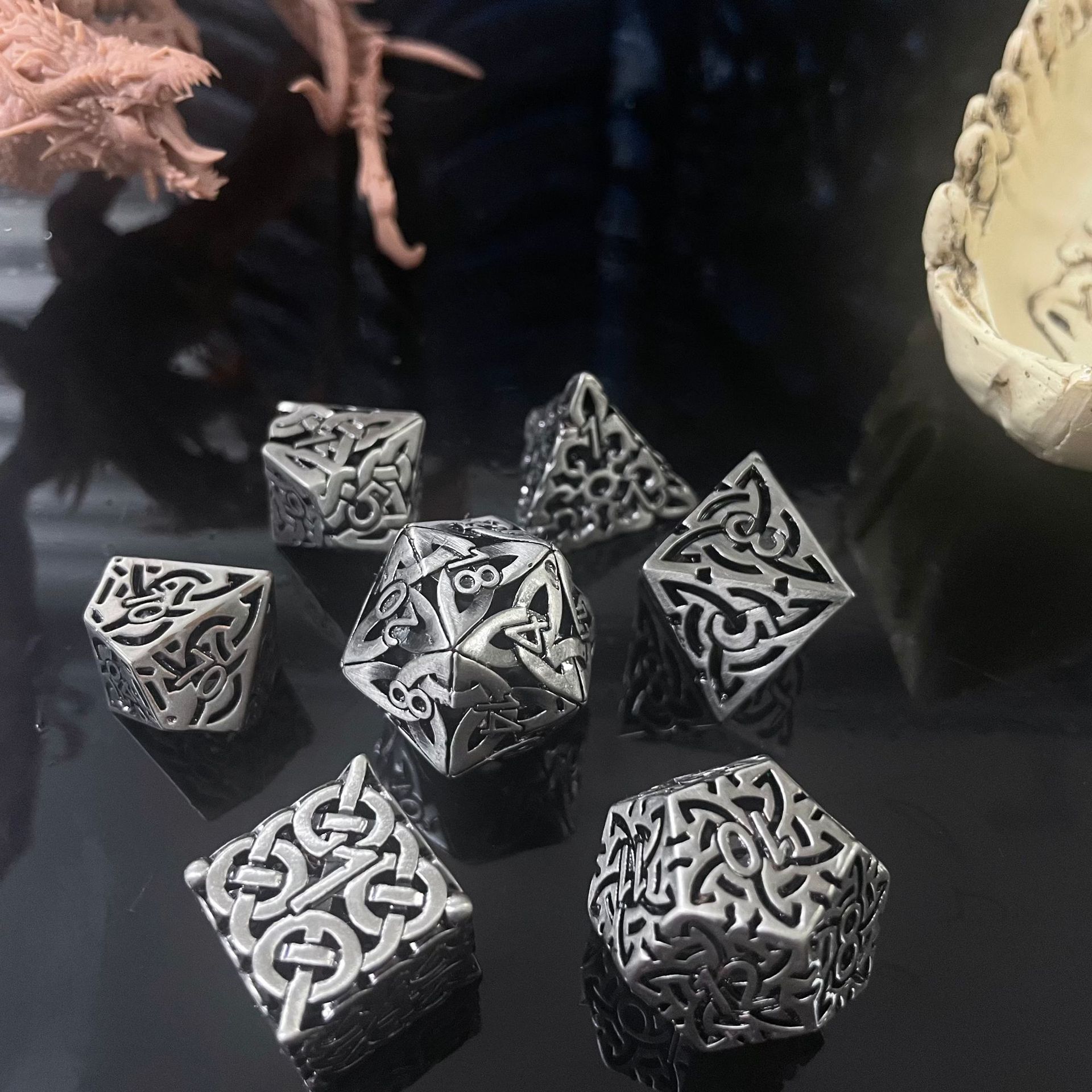7 Pcs Cosplay D4-D20 DND Brass - Dice Set Polyhedral review and price