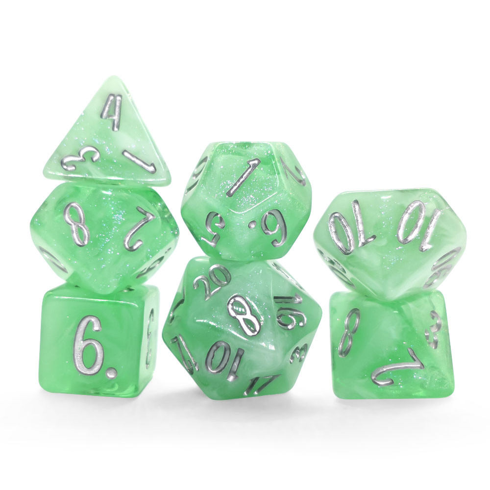 7Pcs Mint Green Swirl Glitter  - Dice Set Polyhedral review and price