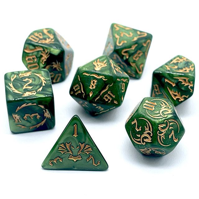 7Pcs Green Swirl Acrylic DND D - Board Game Arena review and price