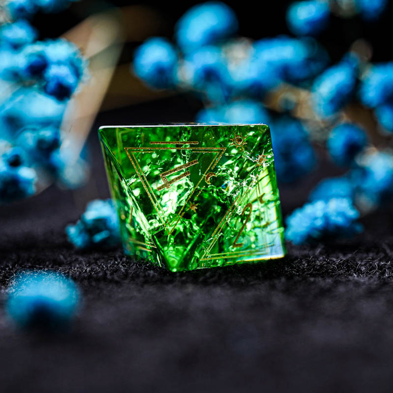 Green Glass D&D Dice Set Handm - Board Game Logo review and price