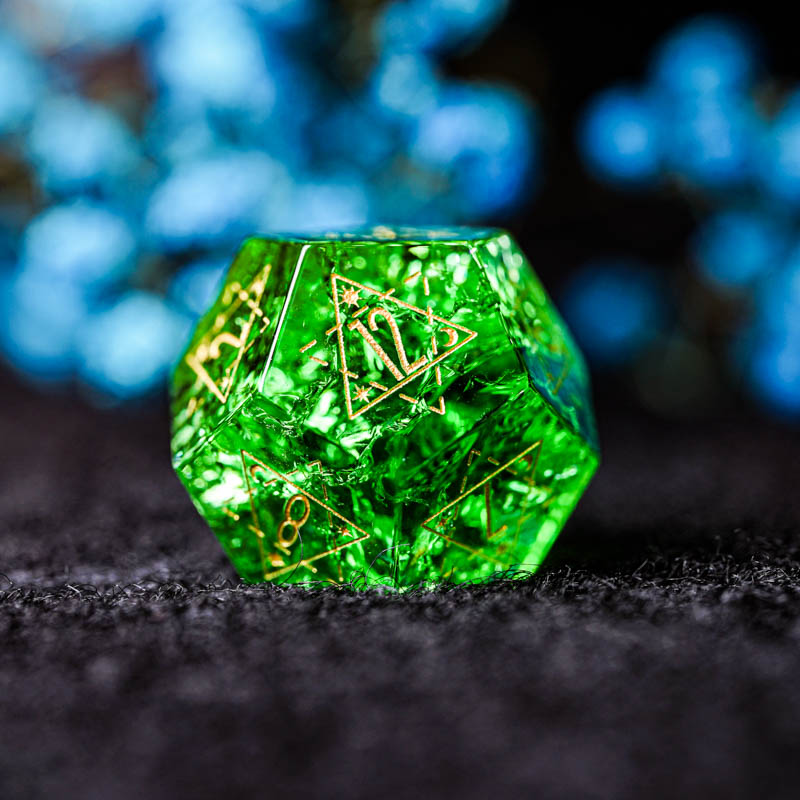 Green Glass D&D Dice Set Handm - Board Game Logo review and price
