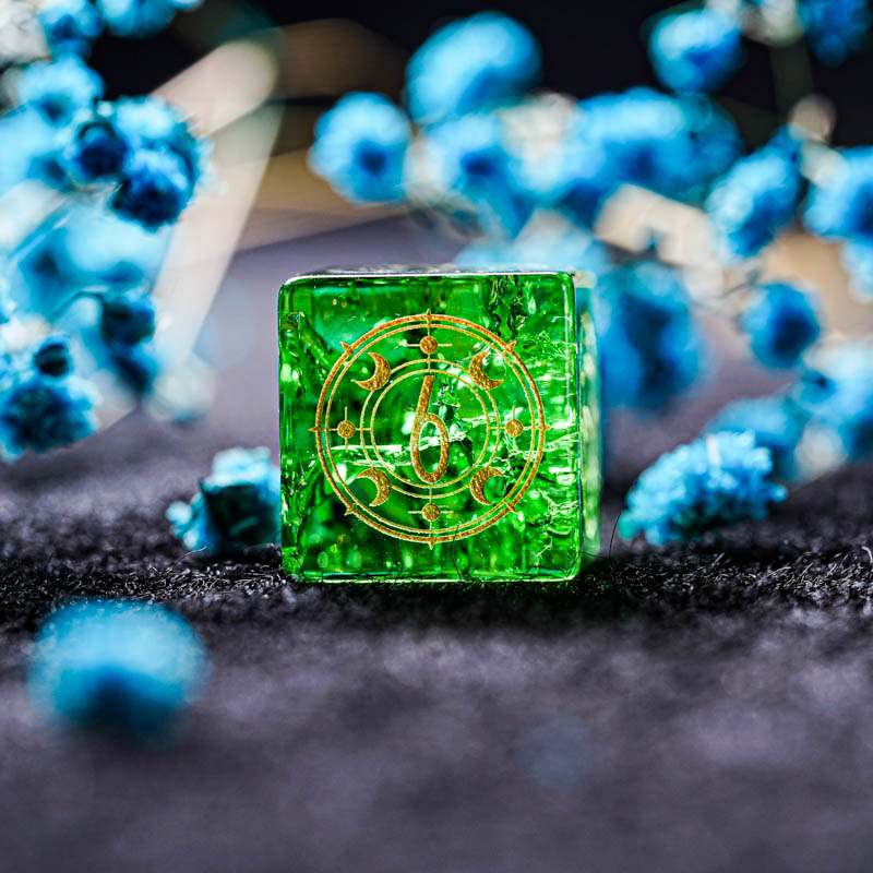 Green Glass D&D Dice Set Handm - Board Game Logo review and price
