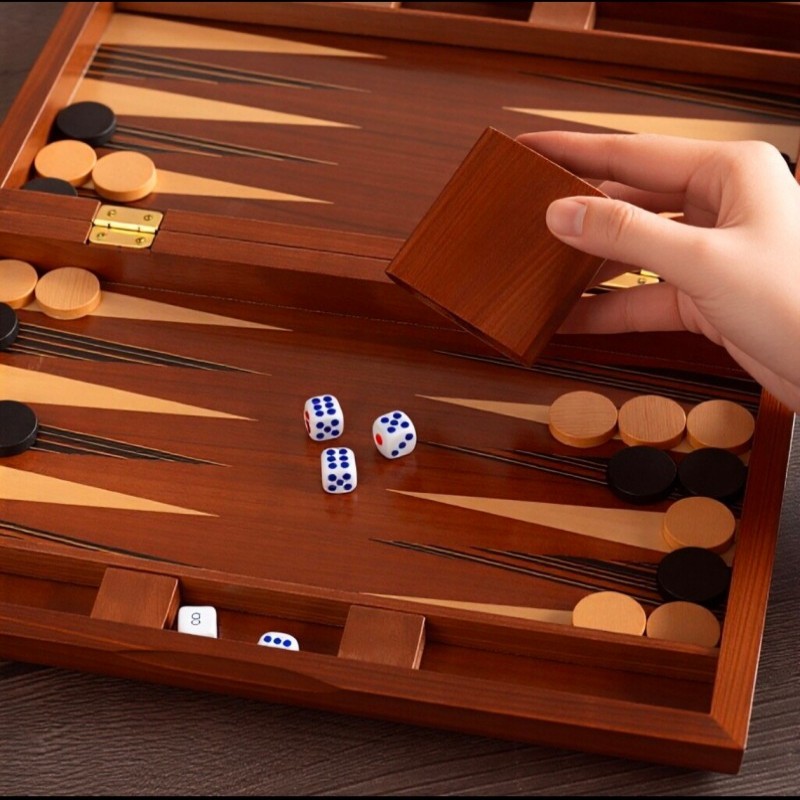 Solid Wood Backgammon 11-19 In - Board Game Vantage review and price