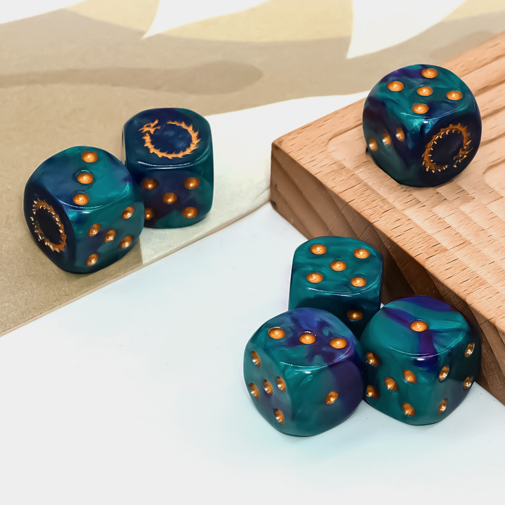 6Pcs Deep Sea Gold Flame D6 Di - Dice Set Polyhedral review and price
