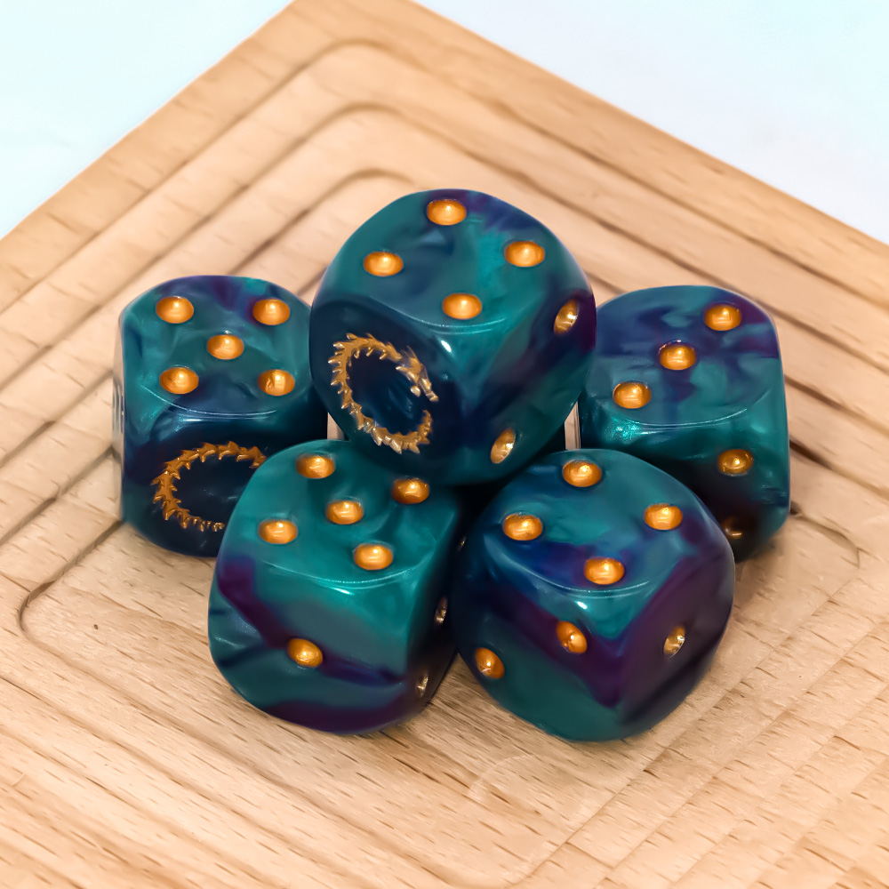 6Pcs Deep Sea Gold Flame D6 Di - Dice Set Polyhedral review and price