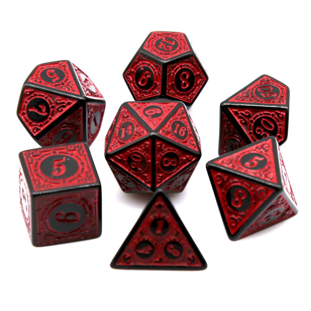7Pcs Black Red Acrylic Polyhed - Board Game Arena review and price