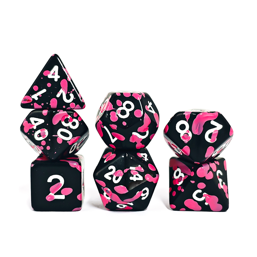 Polyhedral Pink Splatter Acryl - Dice Set Polyhedral review and price