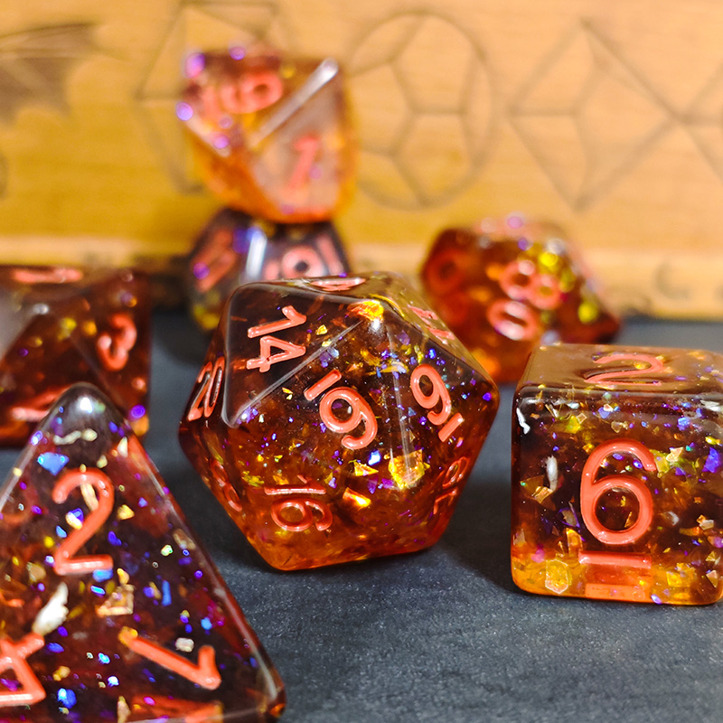 Fire Orange Confetti Resin Pol - Dice Set Polyhedral review and price