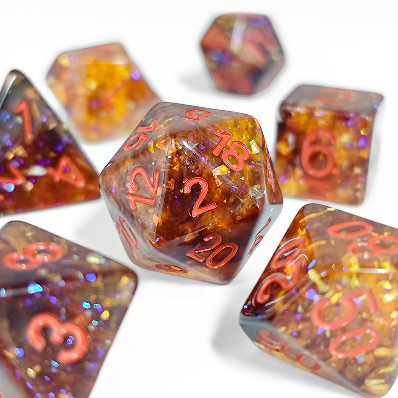 Fire Orange Confetti Resin Pol - Dice Set Polyhedral review and price