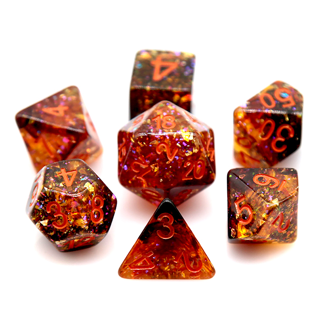 Fire Orange Confetti Resin Pol - Dice Set Polyhedral review and price