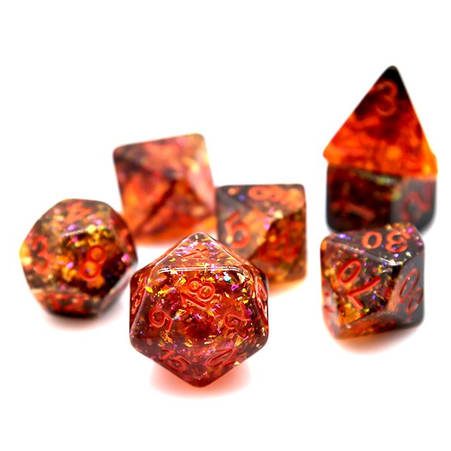 Fire Orange Confetti Resin Pol - Dice Set Polyhedral review and price